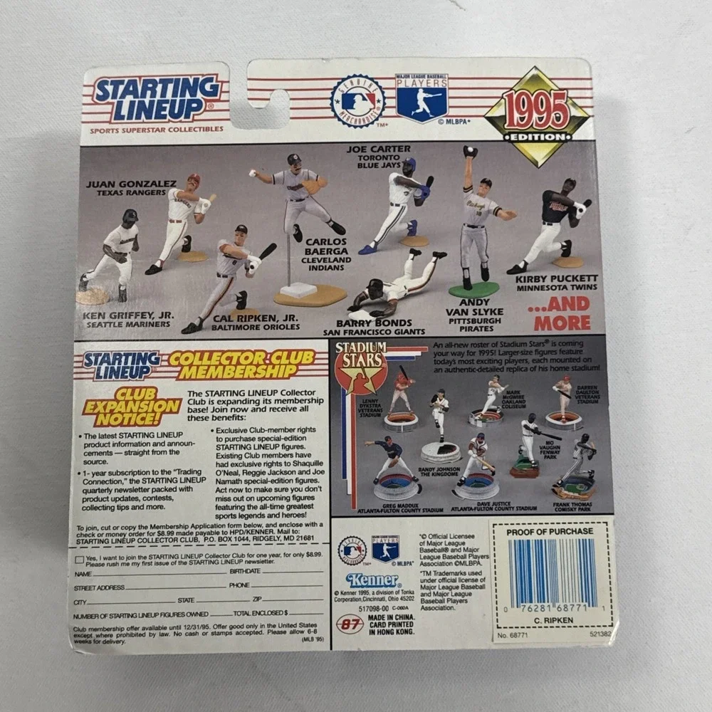 1995 Cal Ripken Jr starting lineup Baseball figure card toy Orioles Iron Man Ed